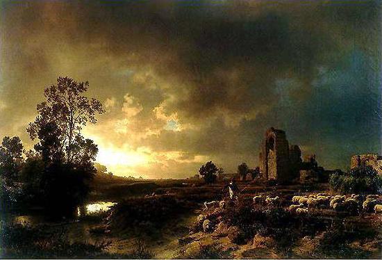 Oswald achenbach Abendstimmung in der Campagna